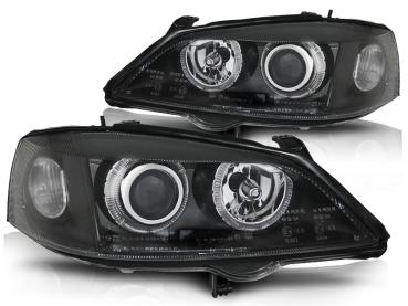 Scheinwerfer Angel Eyes für Opel Astra G Bj. 98-05 Schwarz